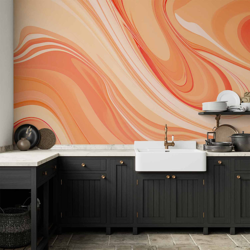 Peach Abstraction Wall Mural with Smooth Colors