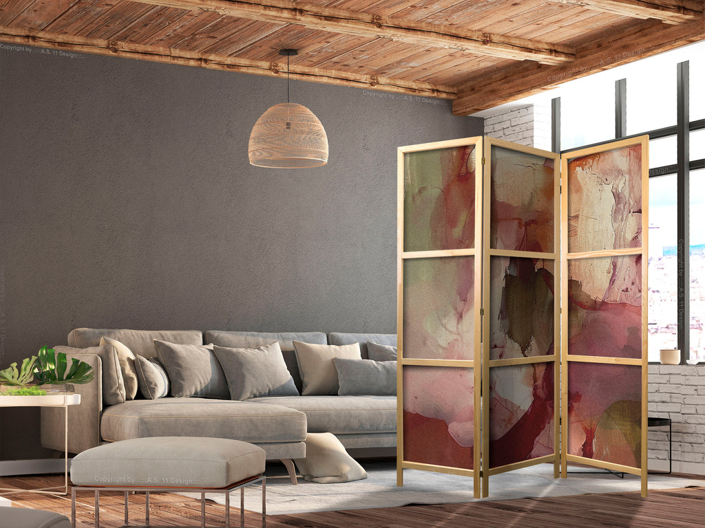 Japanese Room Divider with Rose Abstraction