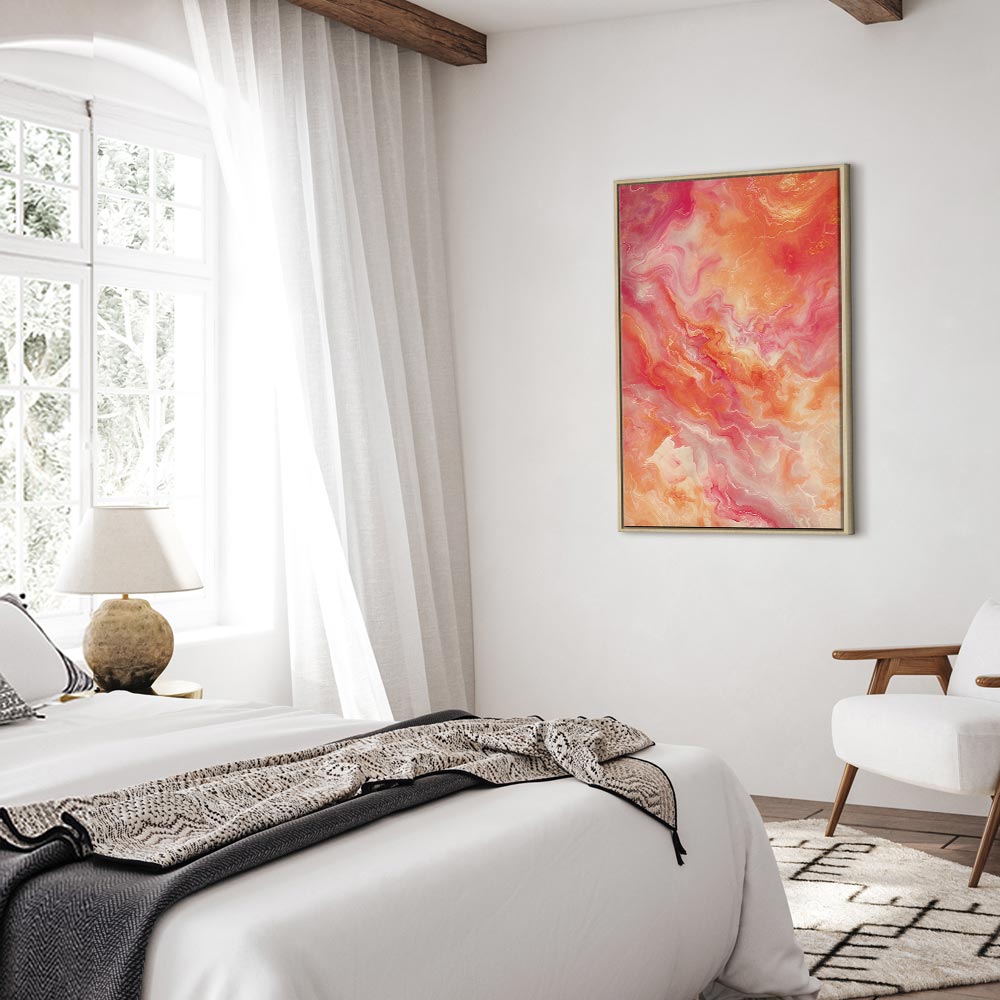 Vibrant Canvas Print with Fiery and Pink Colors