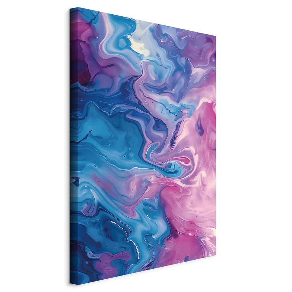 Canvas Print with Abstract Waves in Blue and Violet