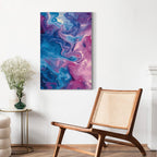 Canvas Print with Abstract Waves in Blue and Violet