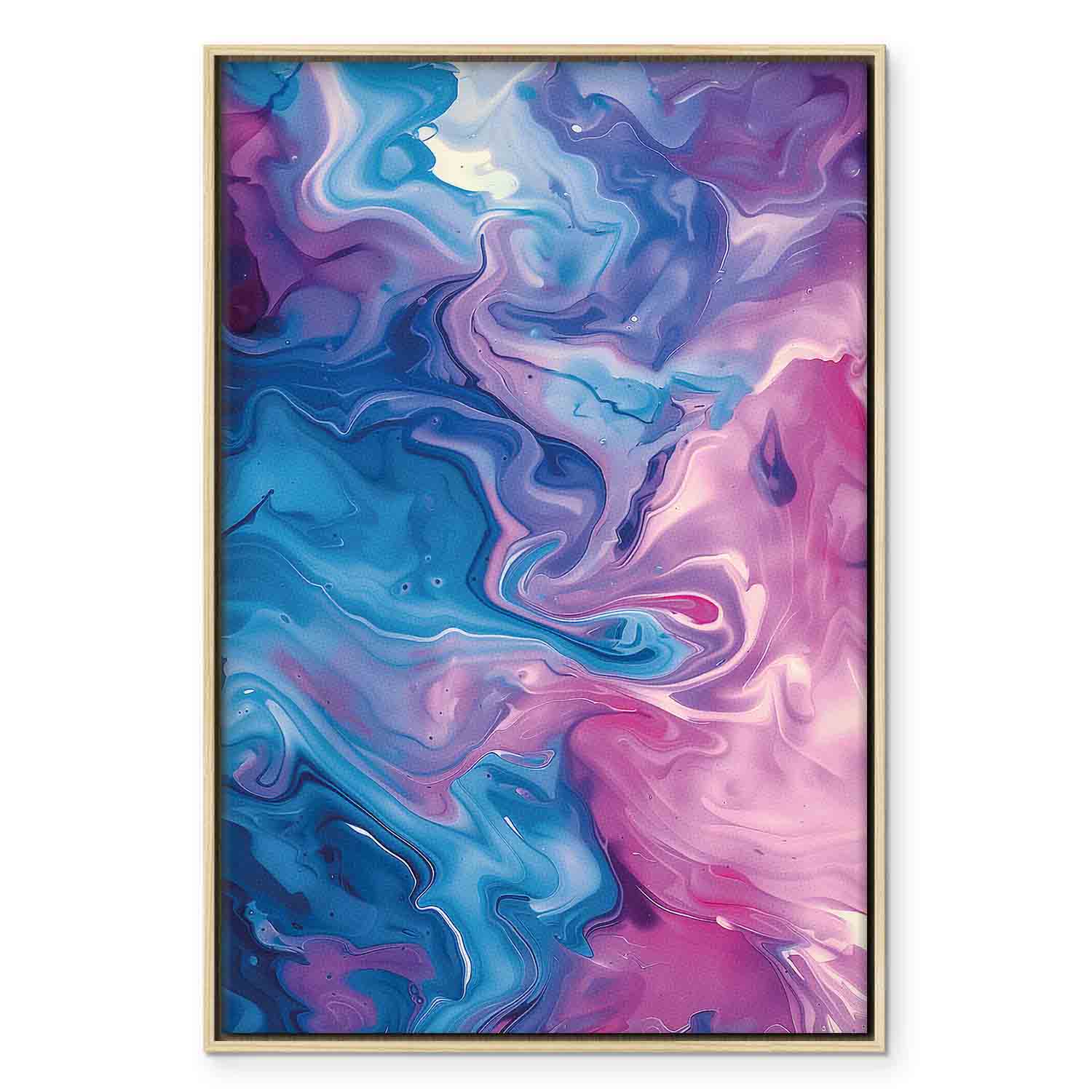 Abstract Blue Violet Waves Contemporary Canvas Print