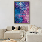 Canvas Print with Abstract Waves in Blue and Violet