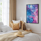 Canvas Print with Abstract Waves in Blue and Violet