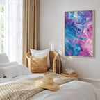 Canvas Print with Abstract Waves in Blue and Violet