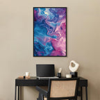 Canvas Print with Abstract Waves in Blue and Violet
