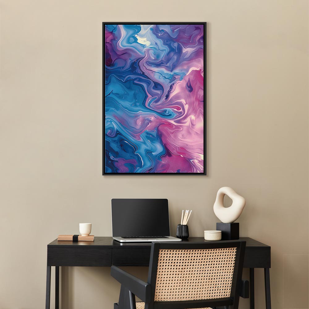Canvas Print with Abstract Waves in Blue and Violet
