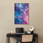 Canvas Print with Abstract Waves in Blue and Violet