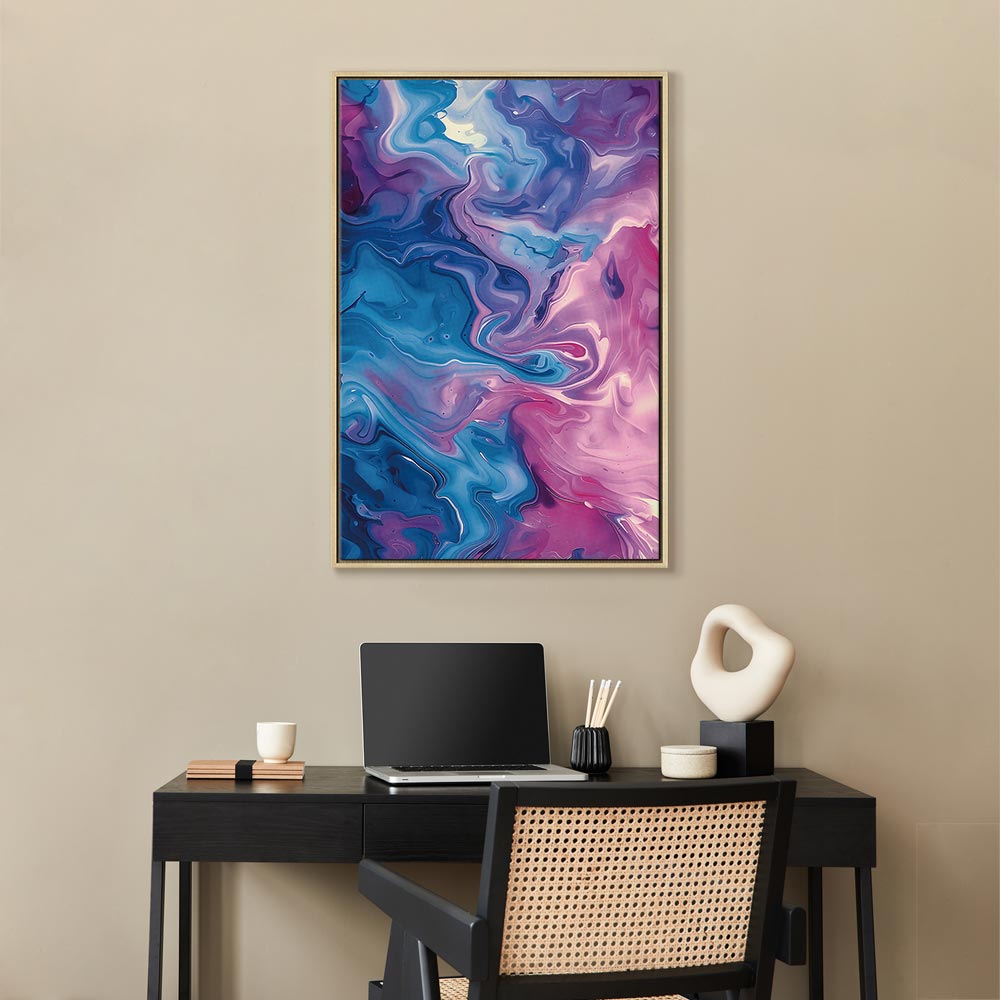 Canvas Print with Abstract Waves in Blue and Violet