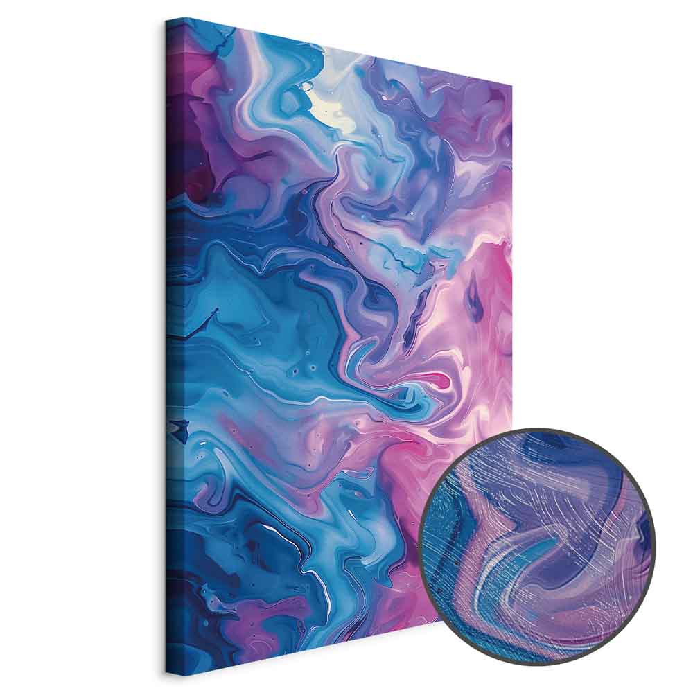 Abstract Blue Violet Waves Contemporary Canvas Print