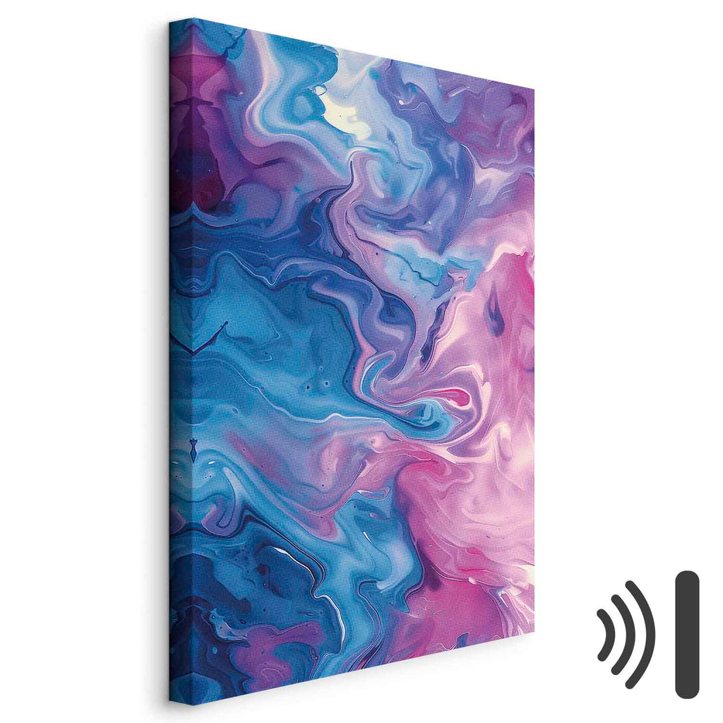 Abstract Blue Violet Waves Contemporary Canvas Print