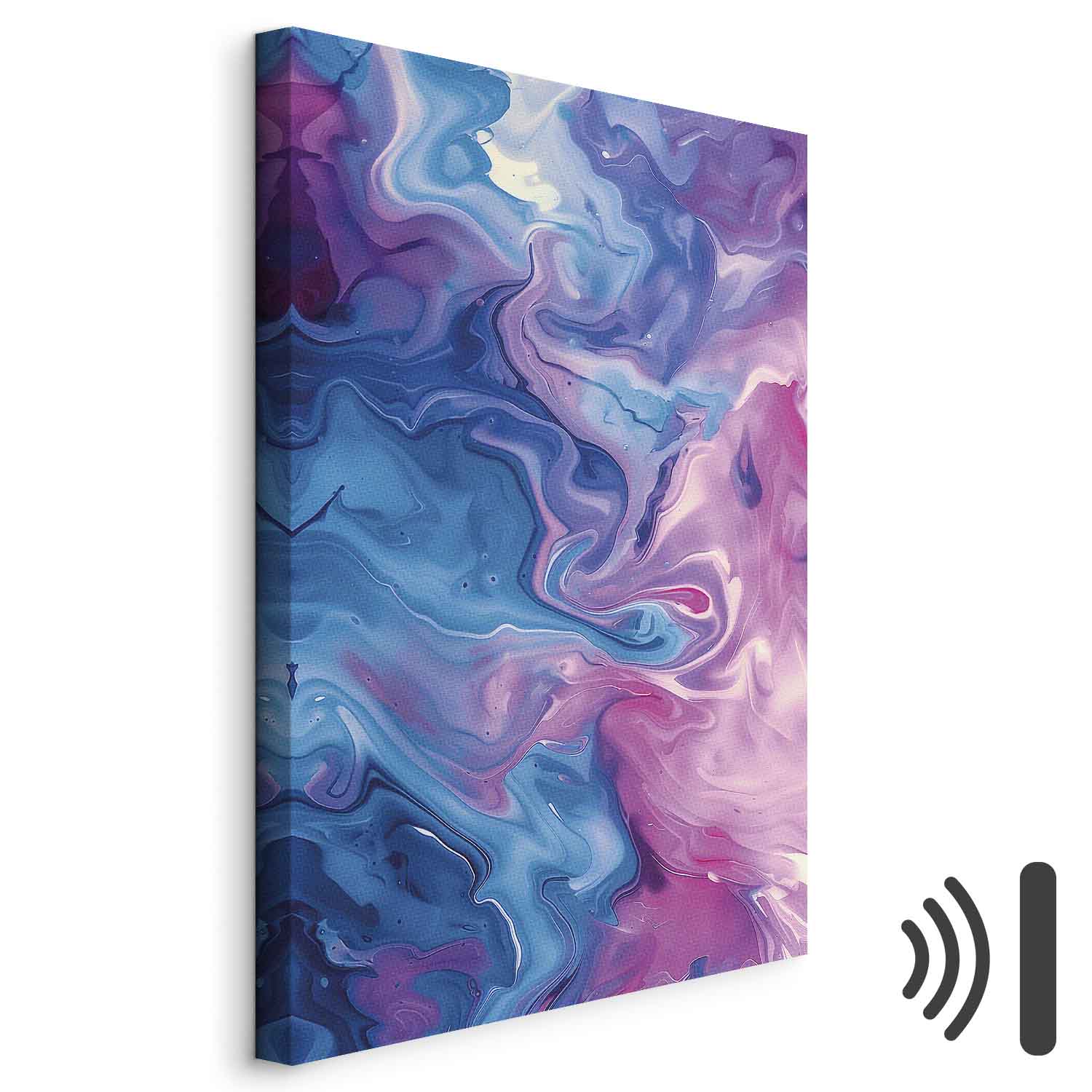 Abstract Blue Violet Waves Contemporary Canvas Print