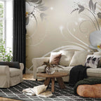 Gold Orchid Dance Floral Wall Mural