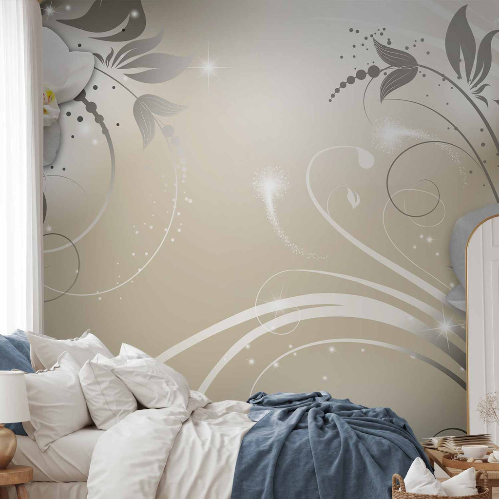 Gold Orchid Dance Floral Wall Mural