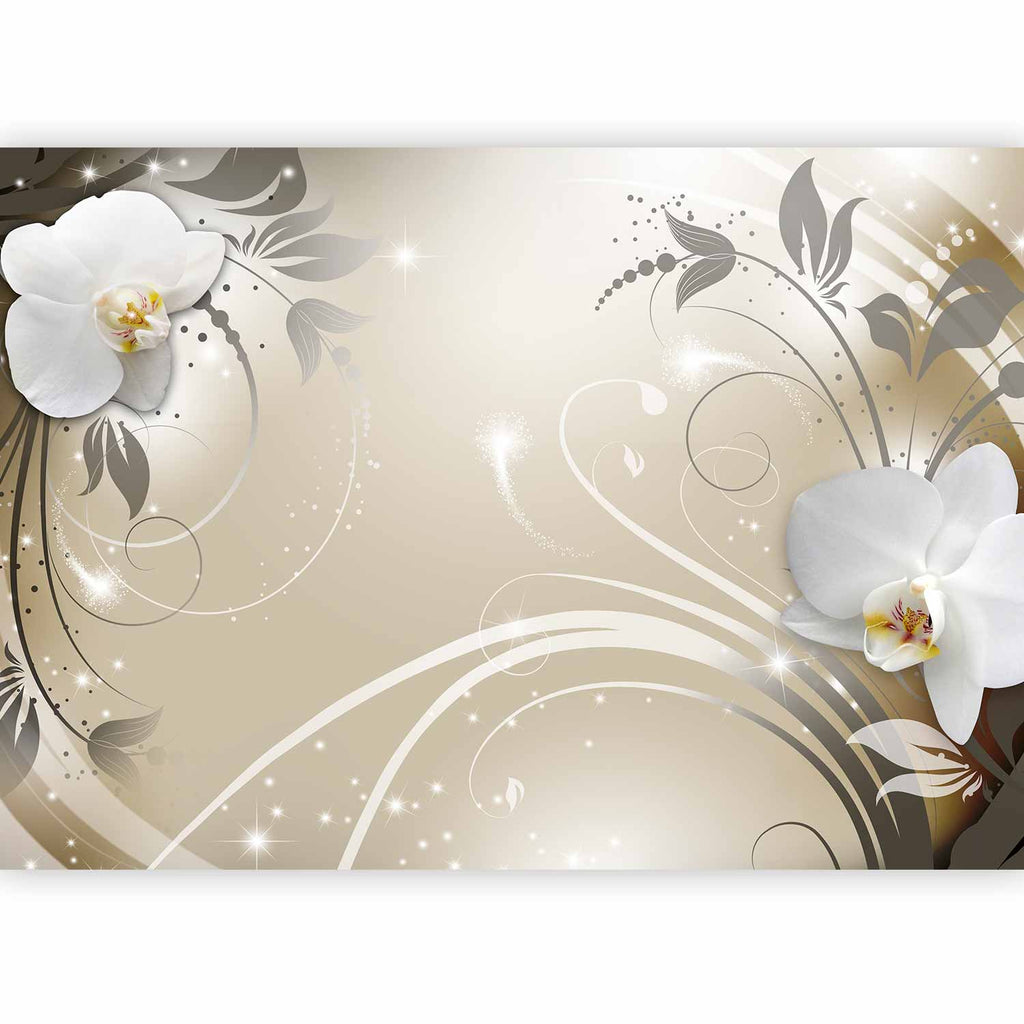 Gold Orchid Dance Floral Wall Mural