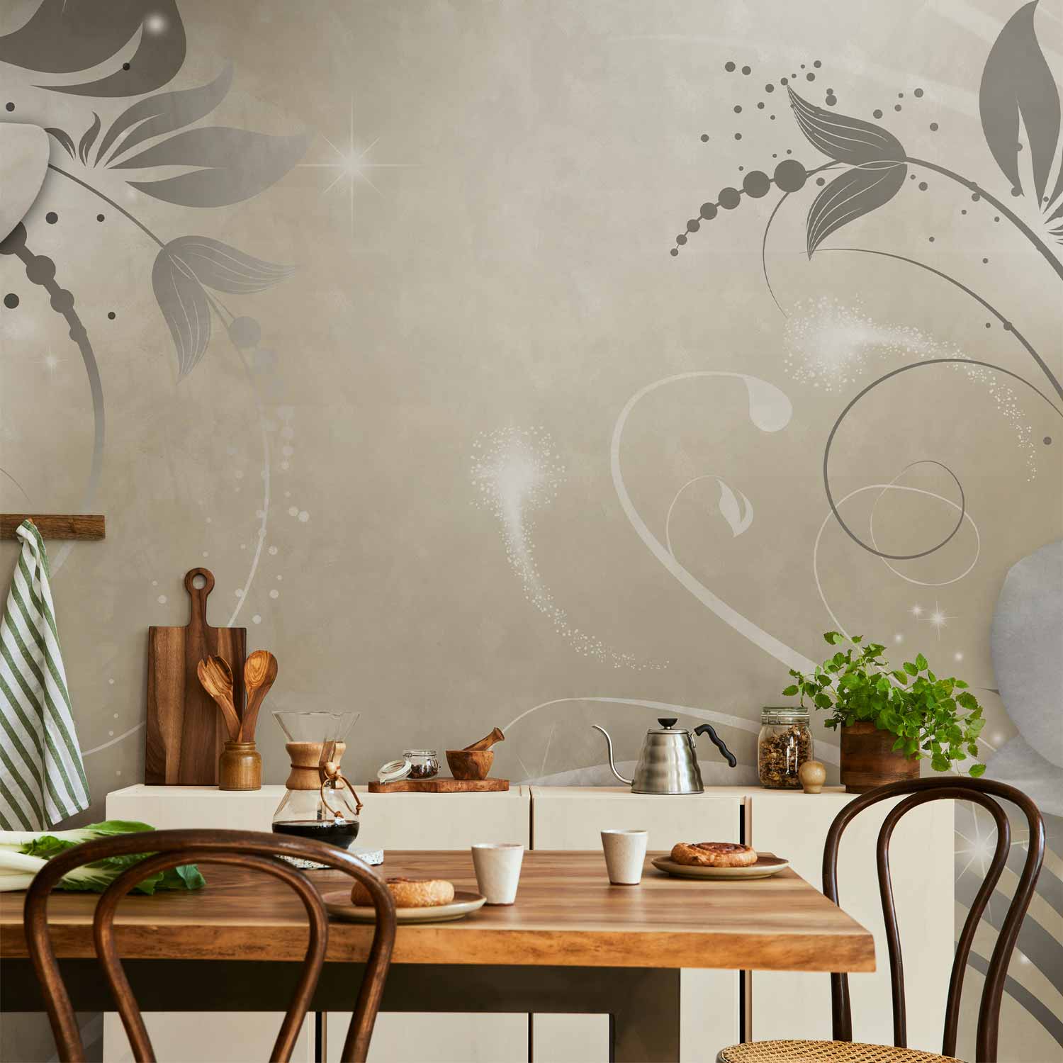 Gold Orchid Dance Floral Wall Mural