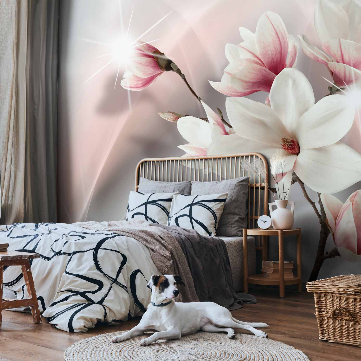 White Magnolia Floral Wall Mural
