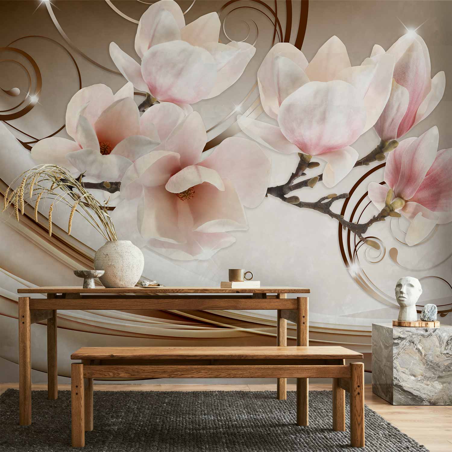 Magnolia Waves Floral Wall Mural