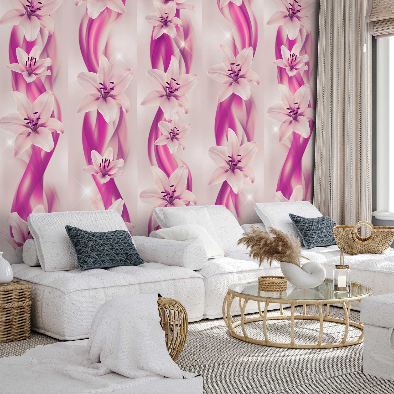 Lilac Wave Floral Purple Wallpaper