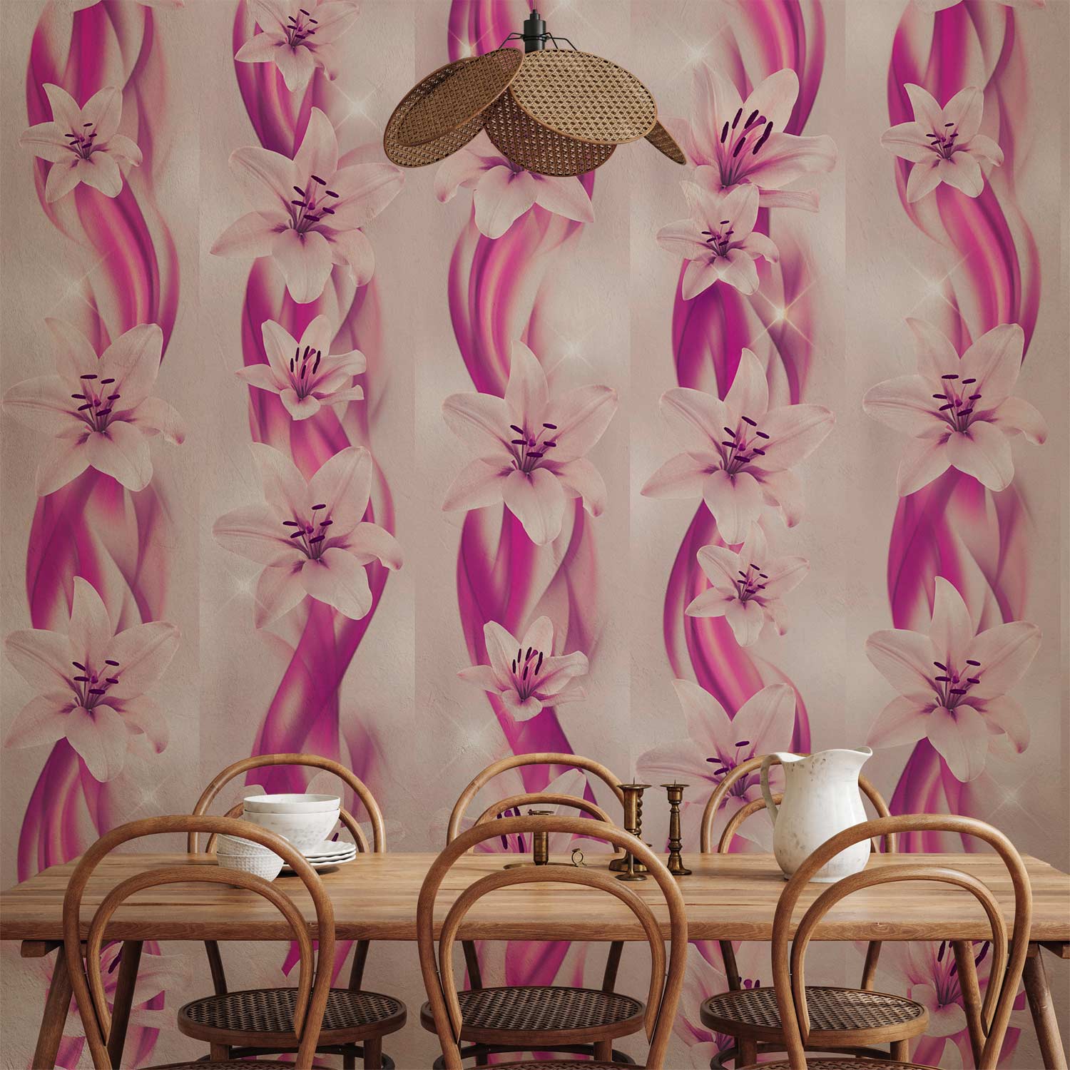 Lilac Wave Floral Purple Wallpaper