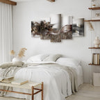 Silver Abstract Lilies Modern Canvas Print