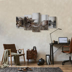 Silver Abstract Lilies Modern Canvas Print