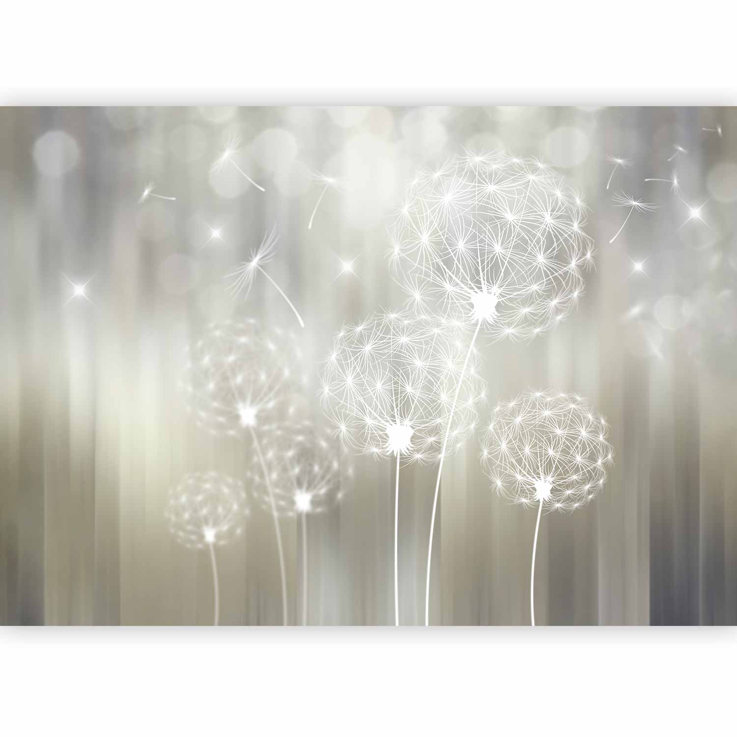 Sunlit Dandelion Flowers Nature Wall Mural