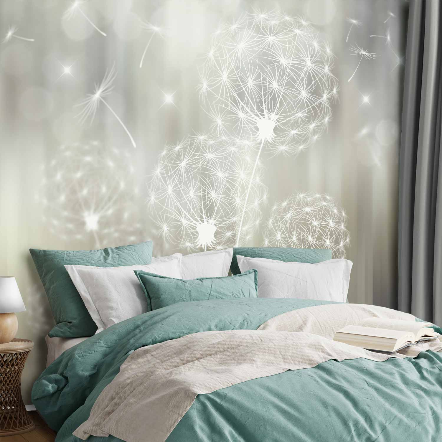 Sunlit Dandelion Flowers Nature Wall Mural