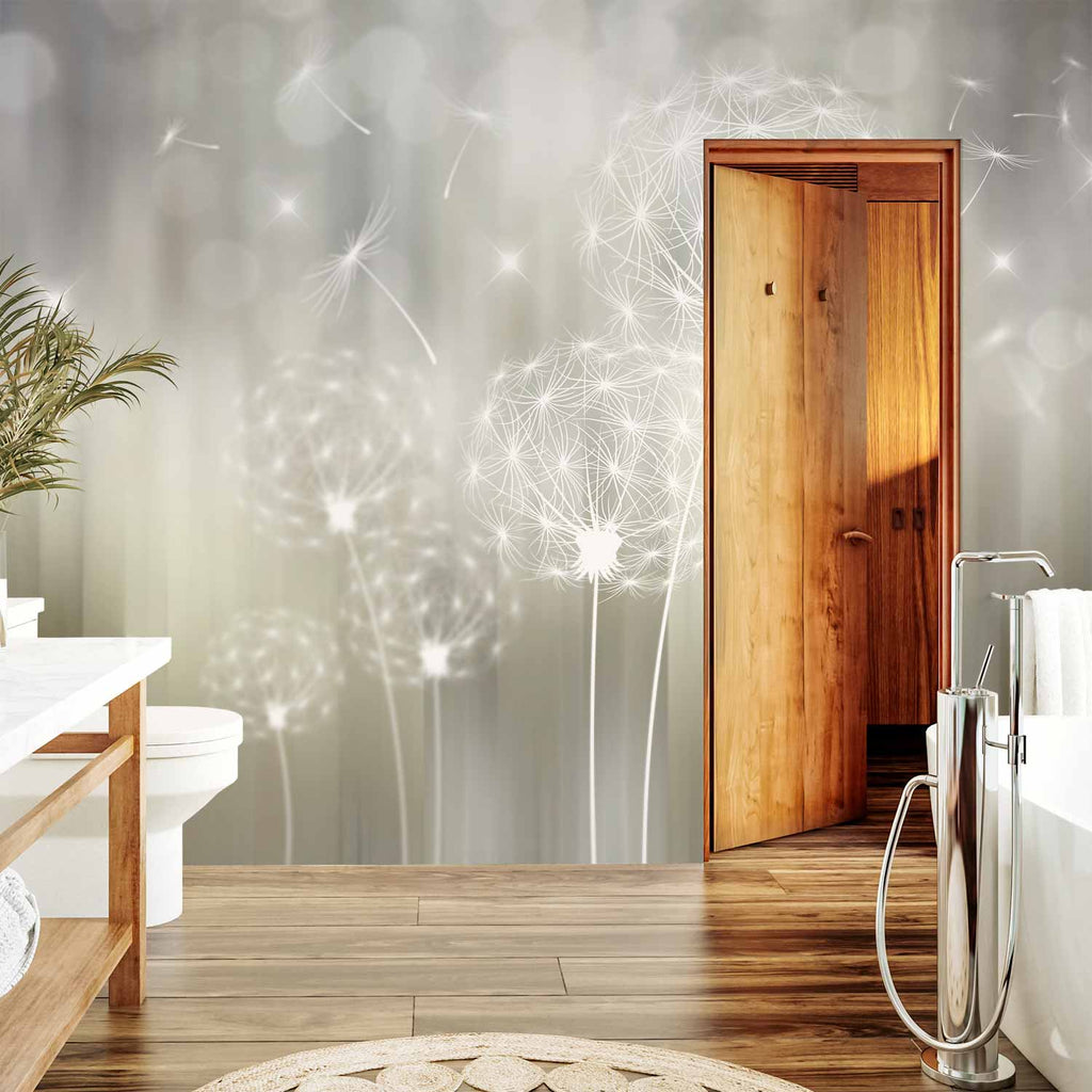 Sunlit Dandelion Flowers Nature Wall Mural