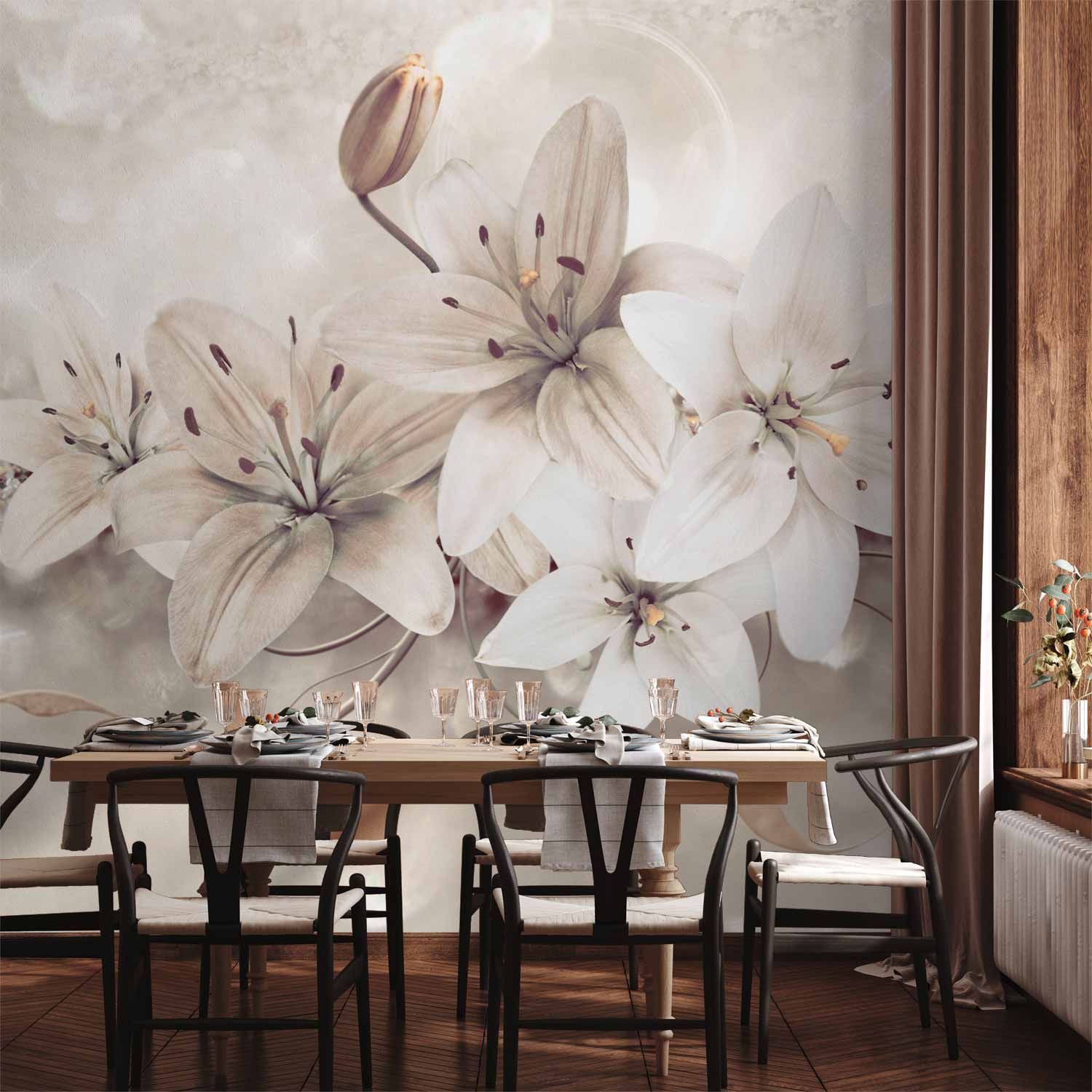Diamond Lilies Floral Wall Mural