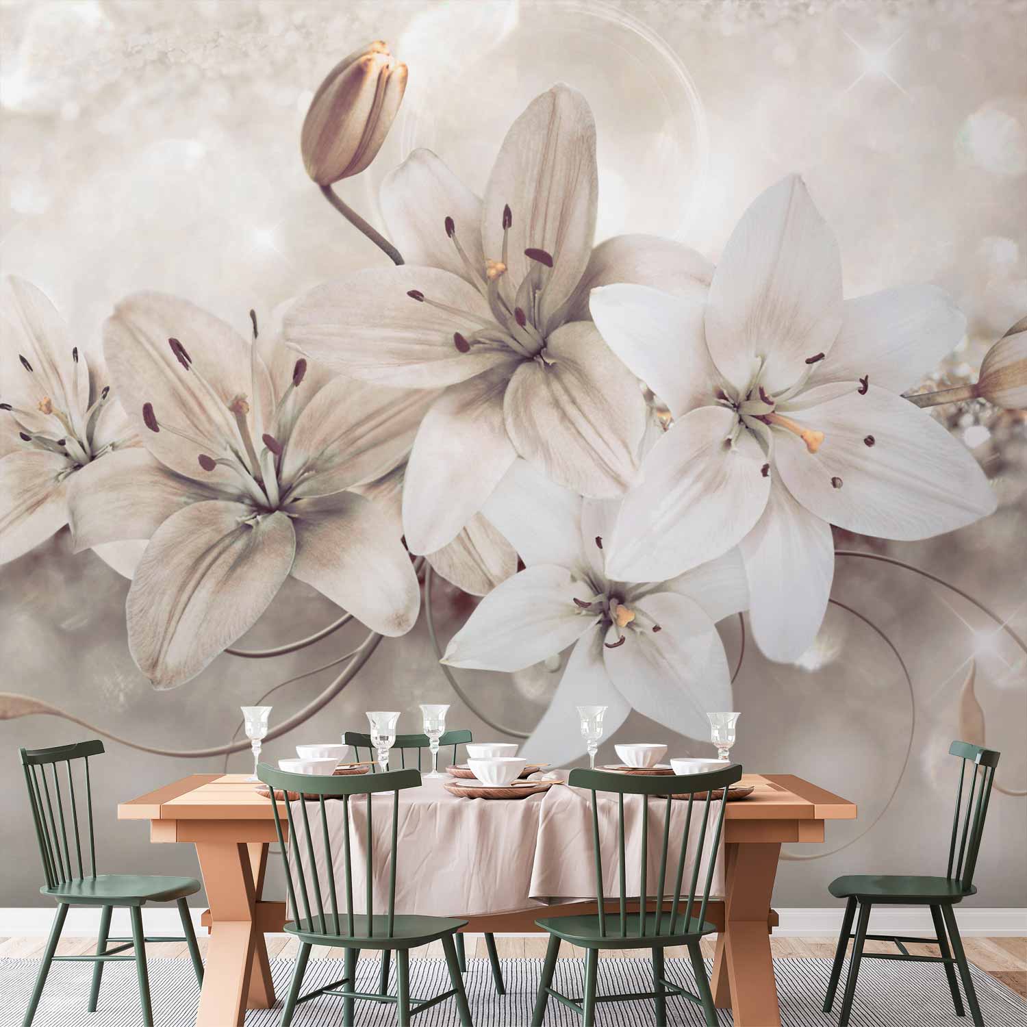 Diamond Lilies Floral Wall Mural