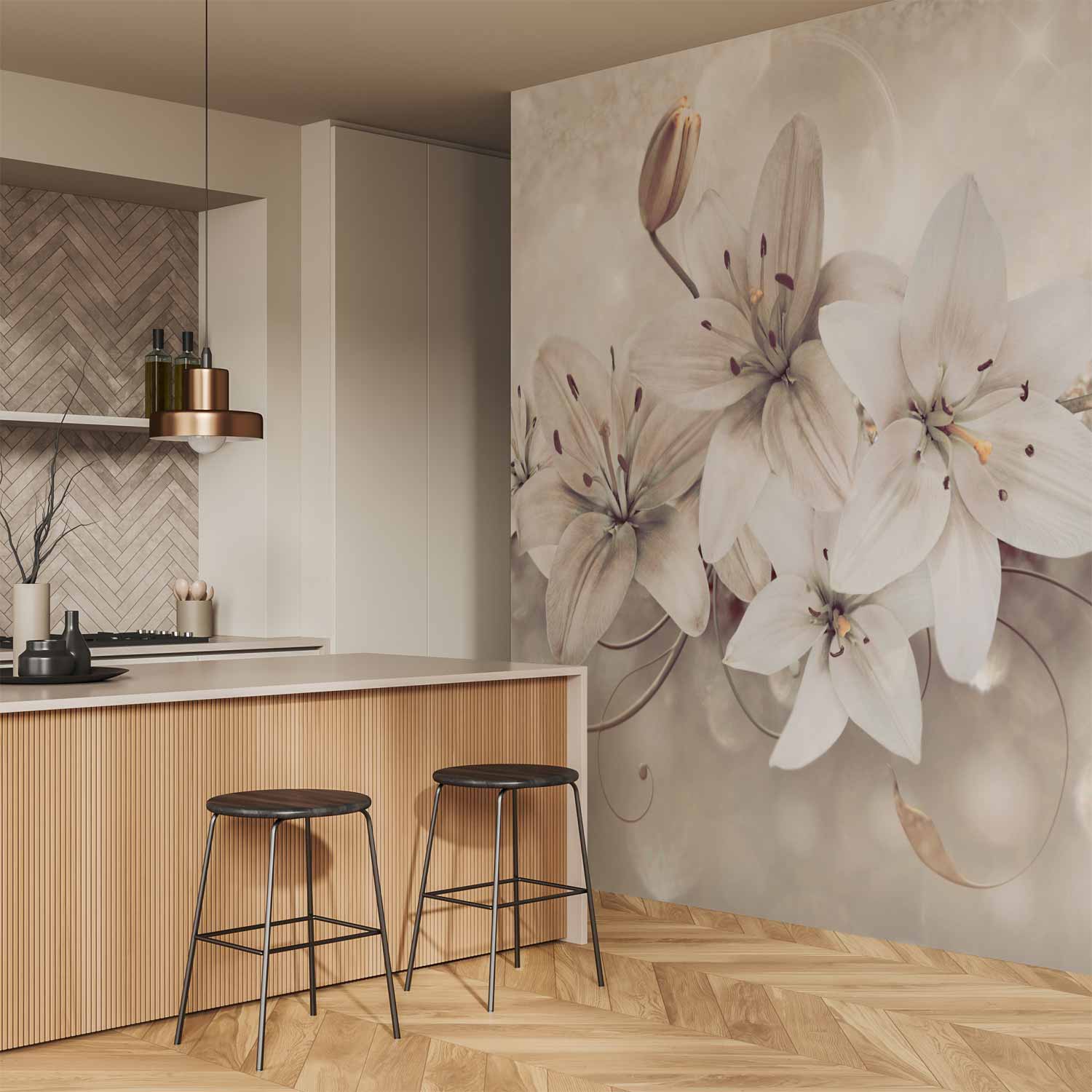 Diamond Lilies Floral Wall Mural