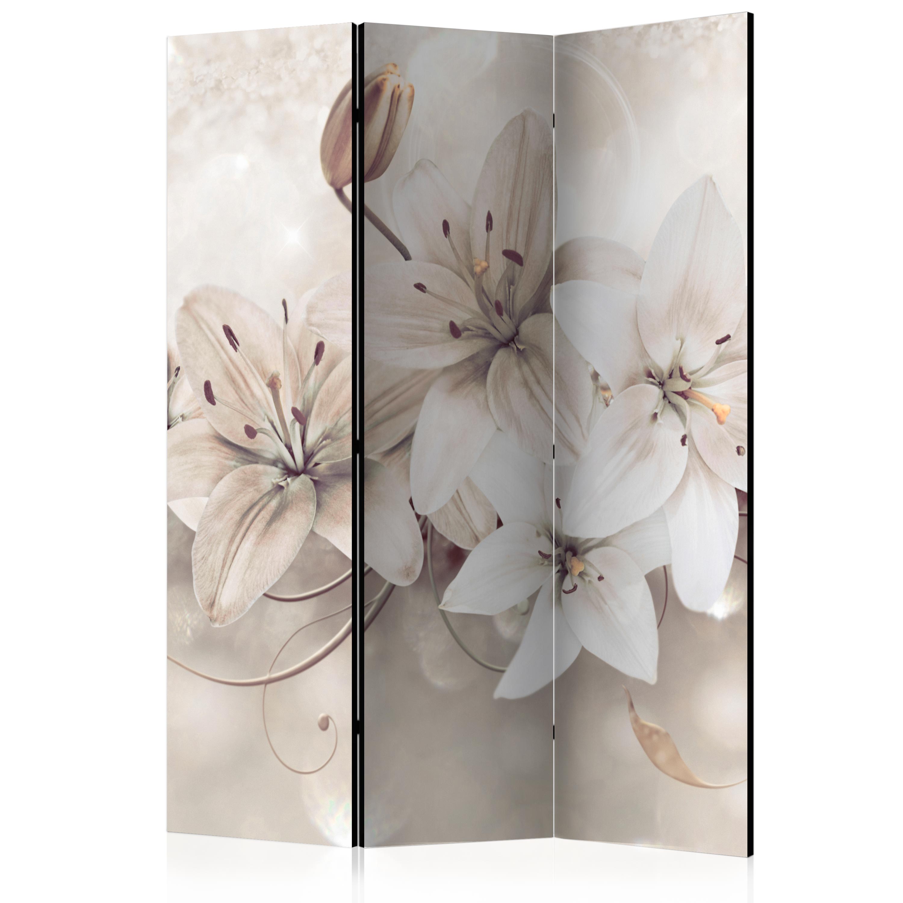 Diamond Lilies Floral 3-Panel Room Divider