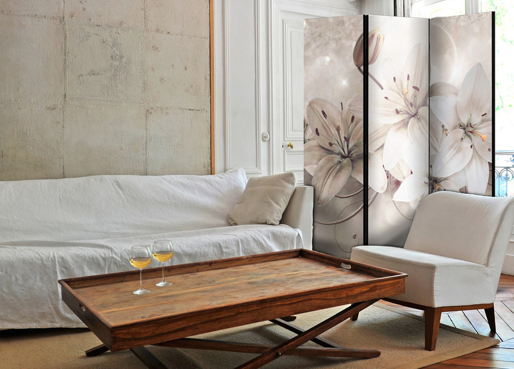 Diamond Lilies Floral 3-Panel Room Divider