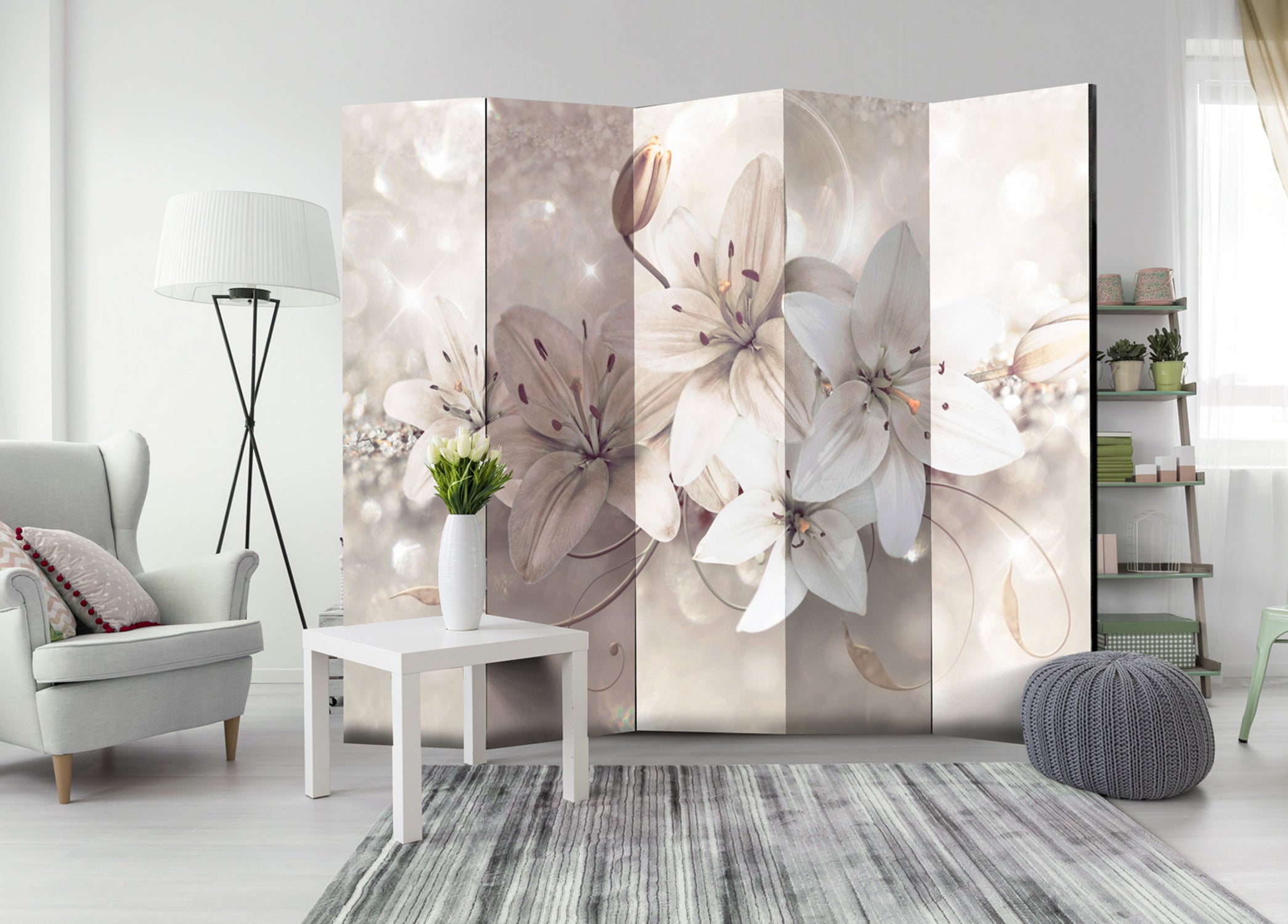 Diamond Lily Floral Room Divider