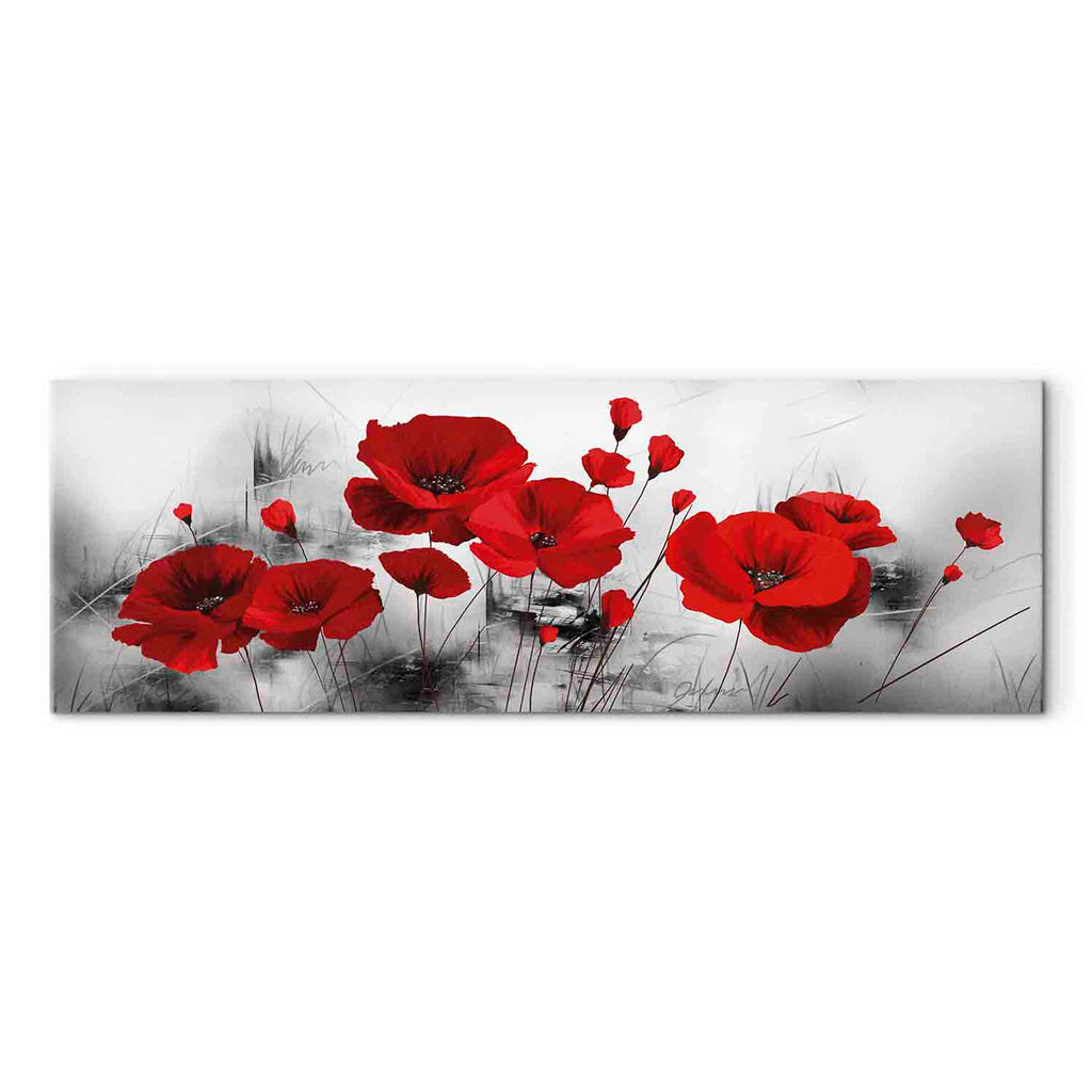 Grey Poppies Floral Canvas Print