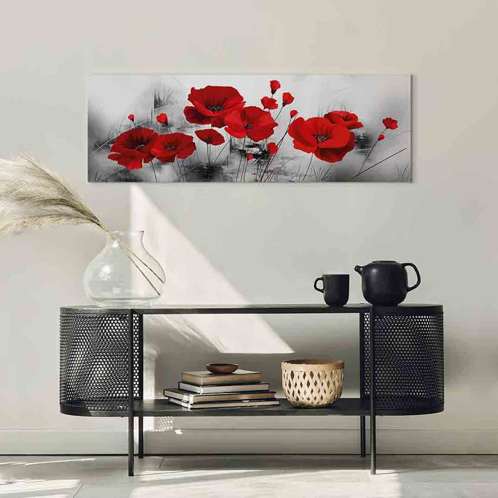 Grey Poppies Floral Canvas Print