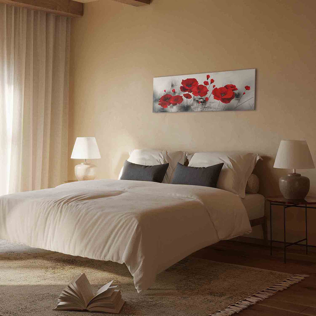 Grey Poppies Floral Canvas Print