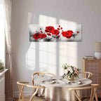 Grey Poppies Floral Canvas Print