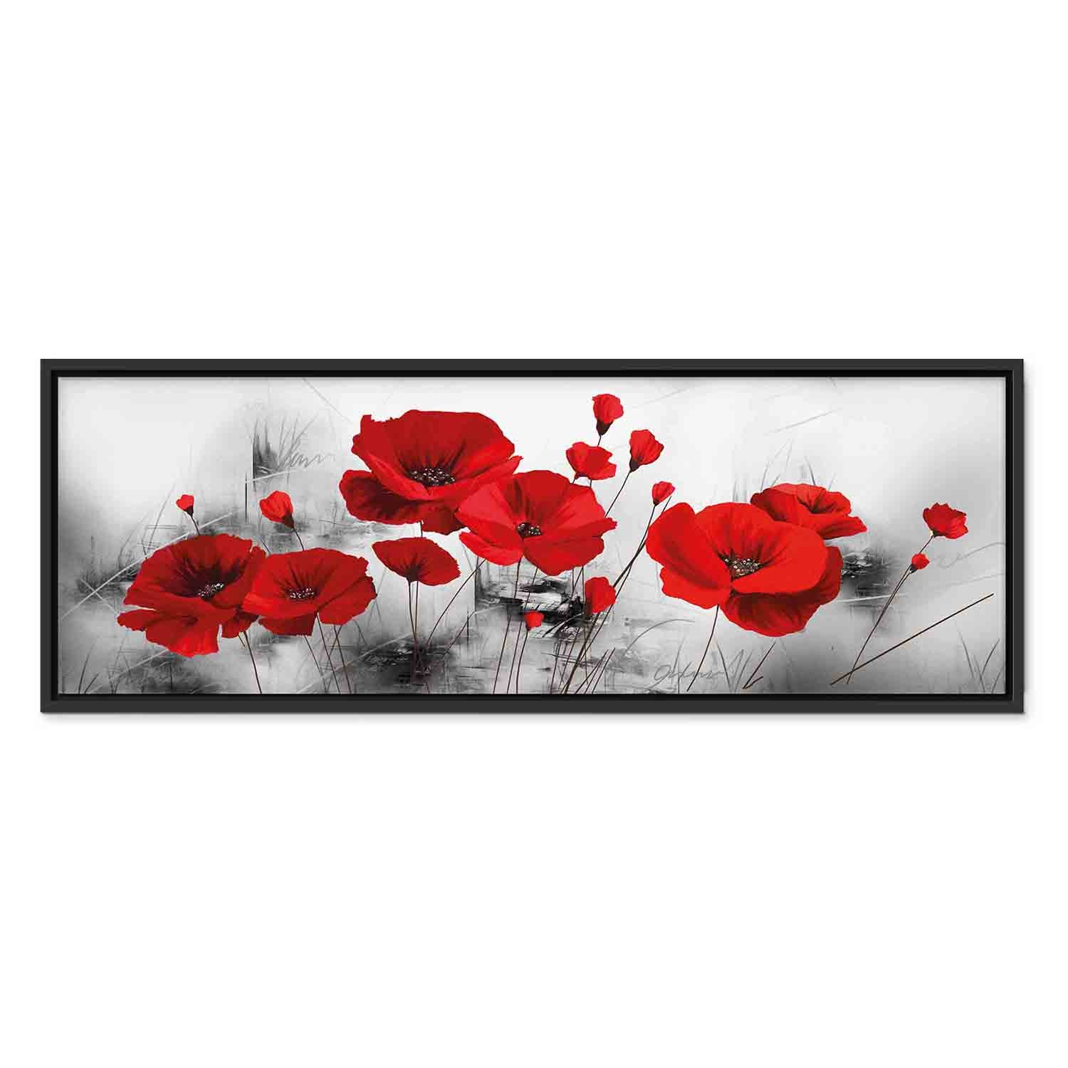 Grey Poppies Floral Canvas Print