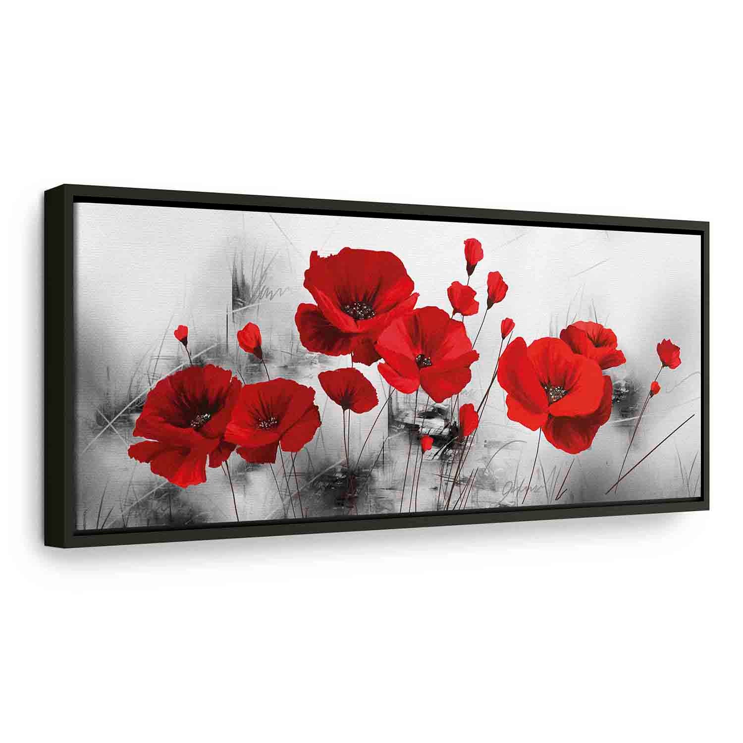 Grey Poppies Floral Canvas Print