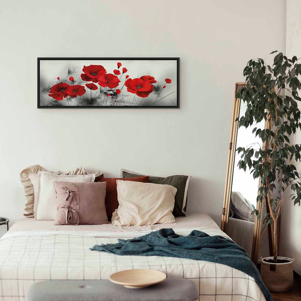 Grey Poppies Floral Canvas Print