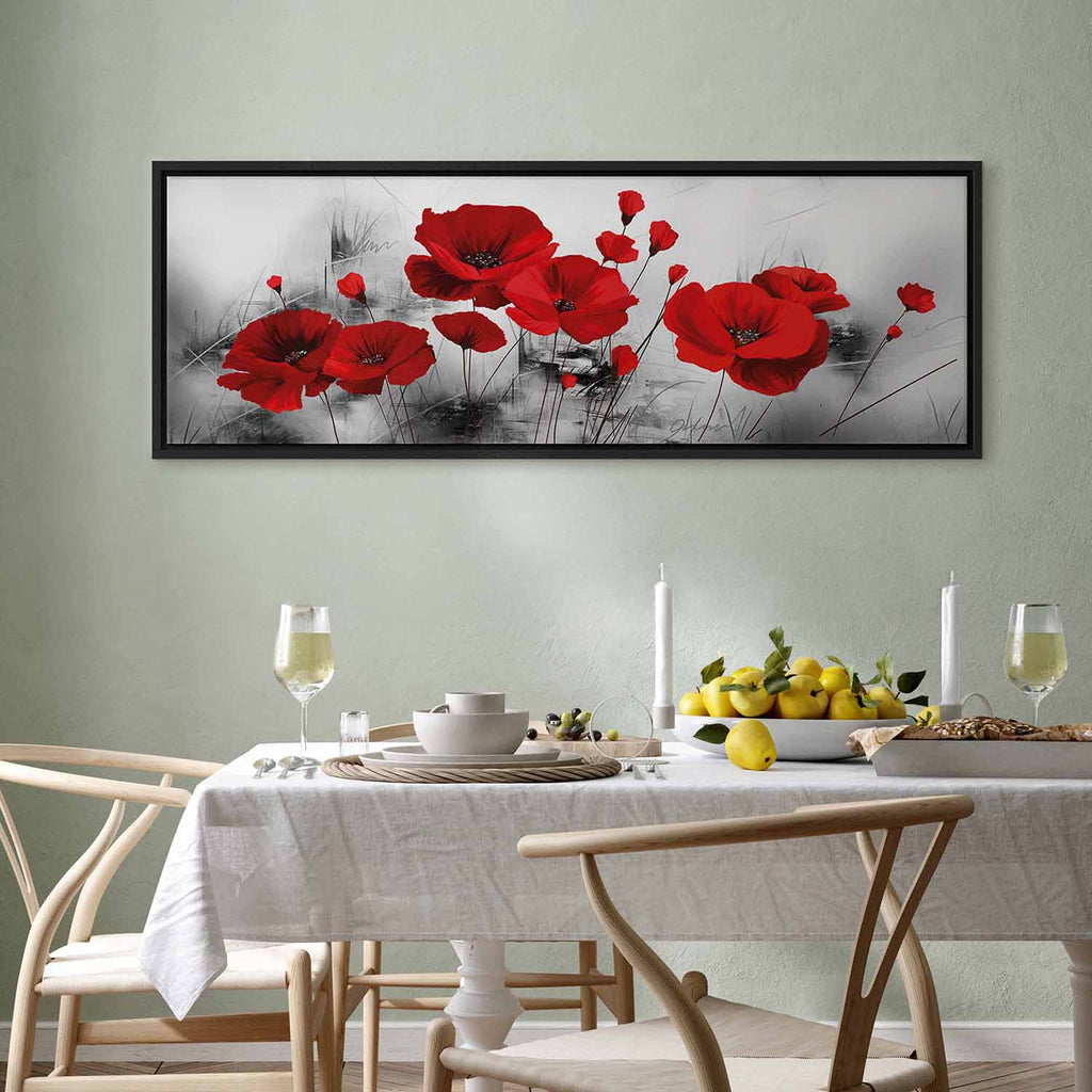 Grey Poppies Floral Canvas Print