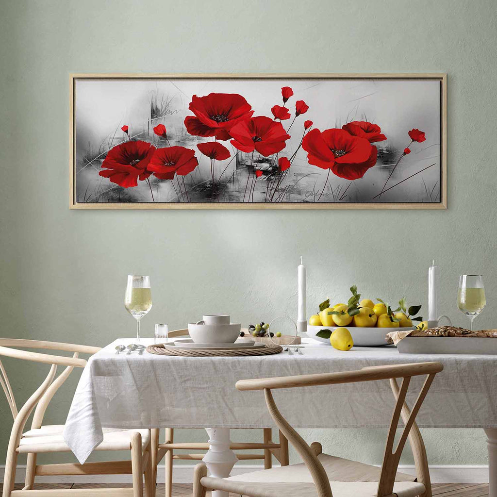 Grey Poppies Floral Canvas Print