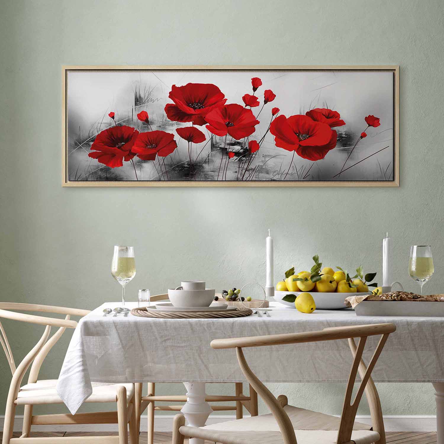 Grey Poppies Floral Canvas Print