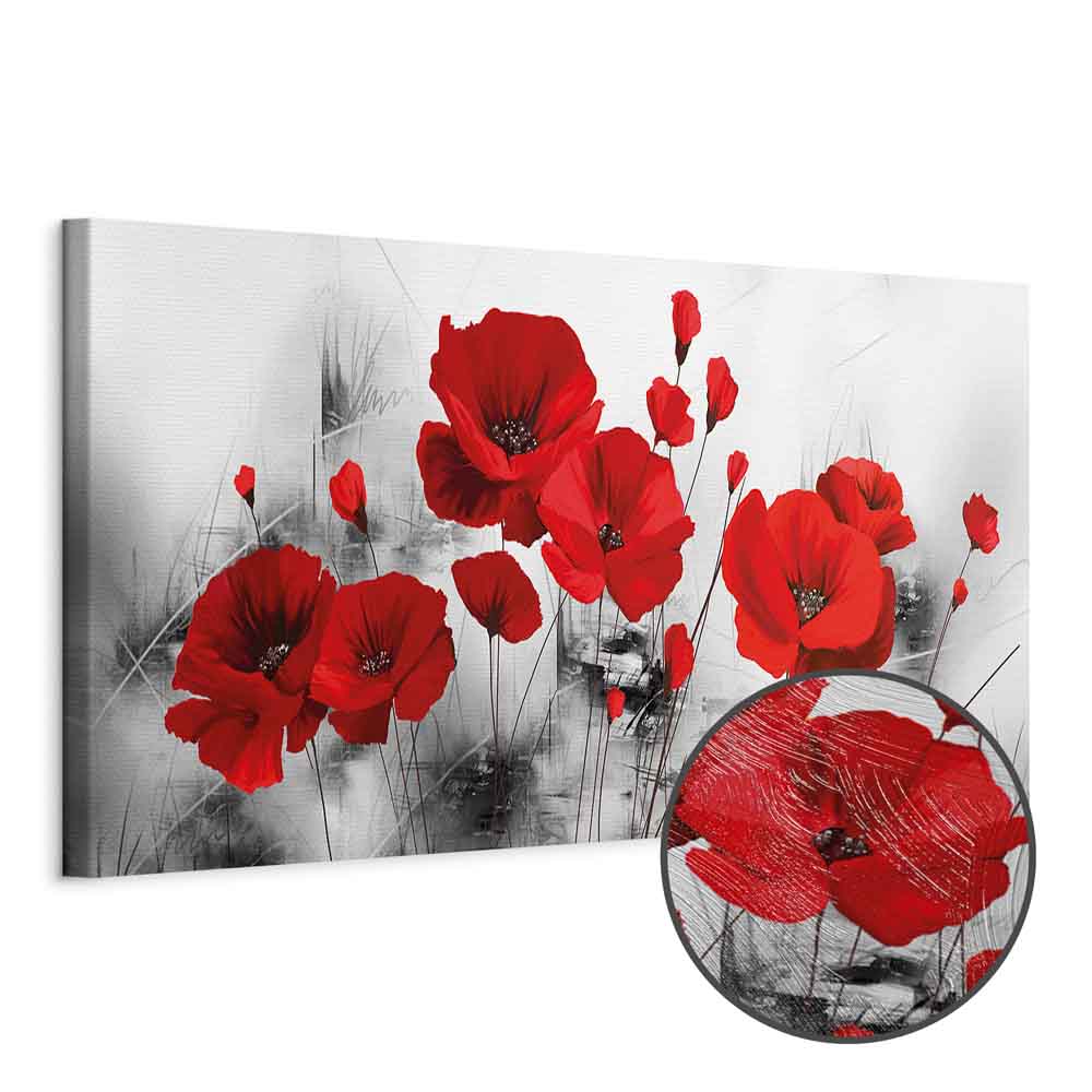 Grey Poppies Floral Canvas Print