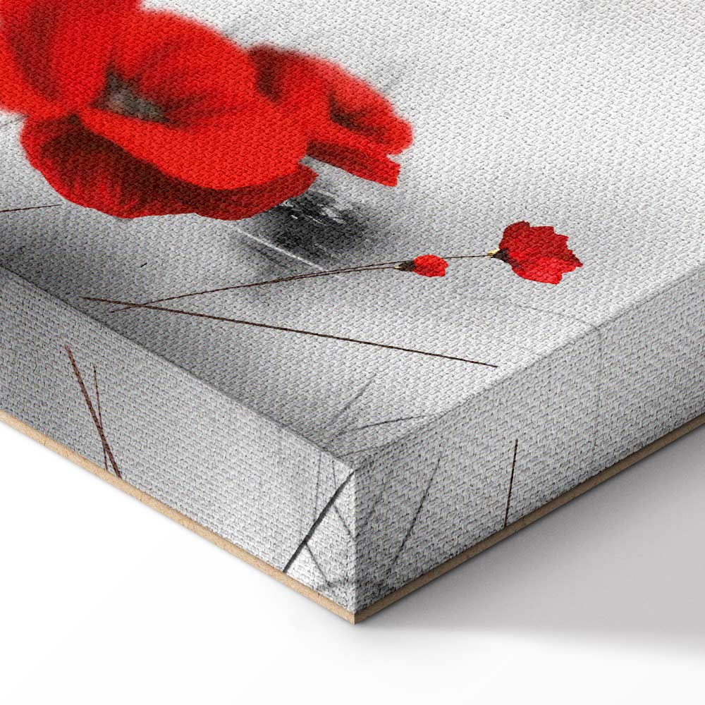 Grey Poppies Floral Canvas Print