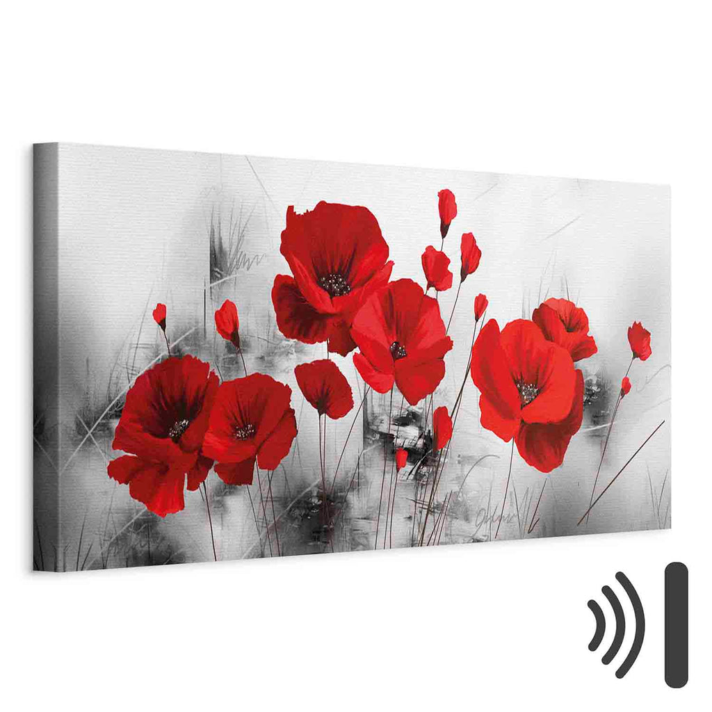 Grey Poppies Floral Canvas Print