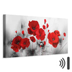 Grey Poppies Floral Canvas Print