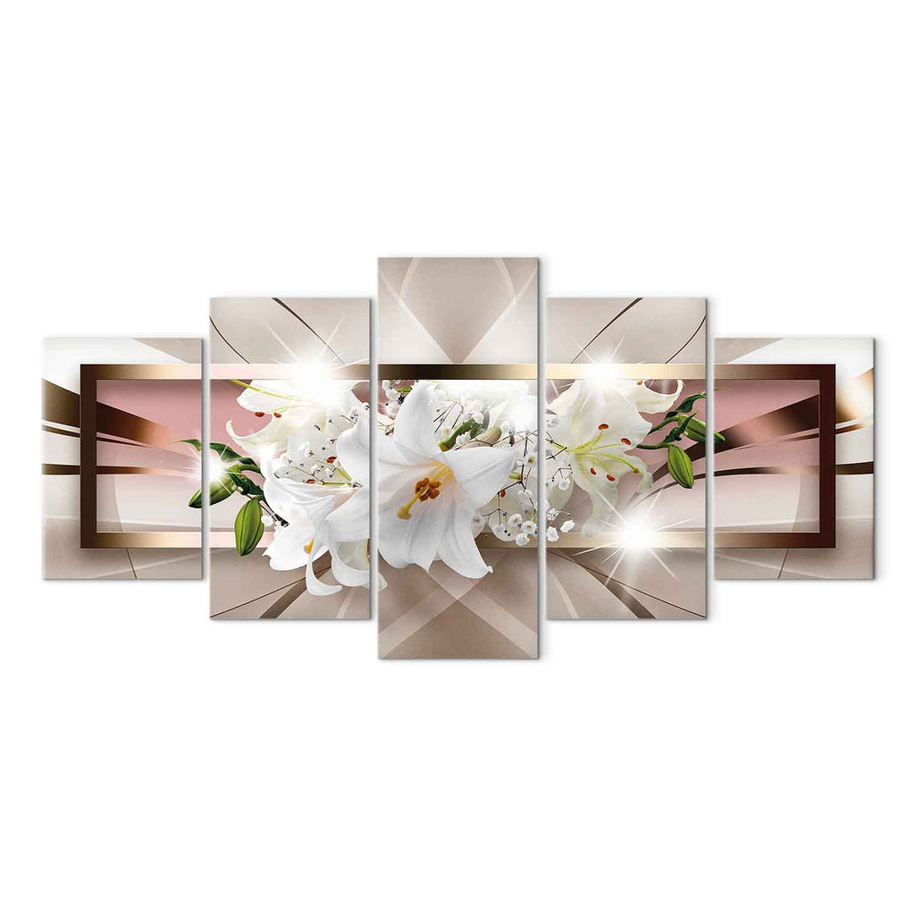 Abstract Orchid Shine Canvas Print (5 Parts) Wide